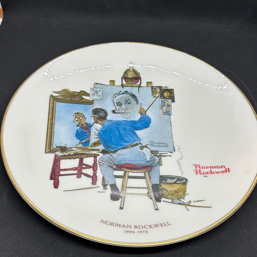 Norman Rockwell Artist at Work Plate with Blue and Red Details 10.75” inch. - Picture 7 of 7